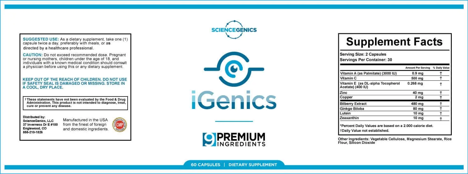 iGenics Supplement Label